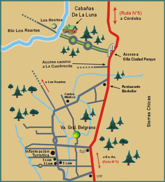 Mapa de ubicación de Cabañas de la Luna
